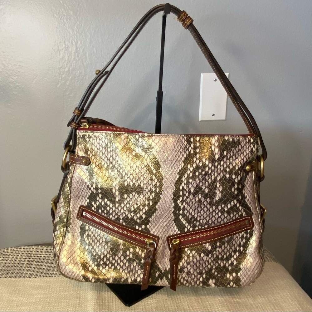 Dooney & Bourke / Python Reptile Metallic Hobo Sh… - image 2